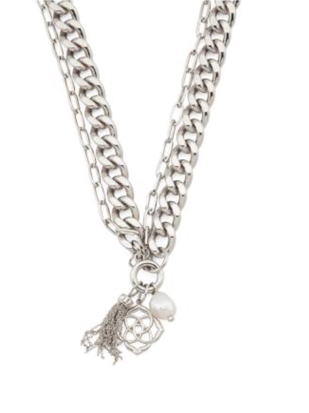 Kendra Scott Everleigh Womens Silver  Daintier Link Chain Necklace BUU1318 NWT
